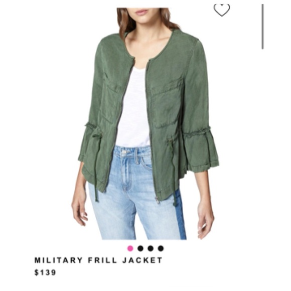 Sanctuary Olive Green Military Frill Ruffle Linen Utility Jacket Bell Sleeves S - Picture 2 of 14